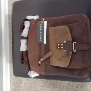 Oak Leathers Brown Leather Cross Body Bag With Adjustable Strap